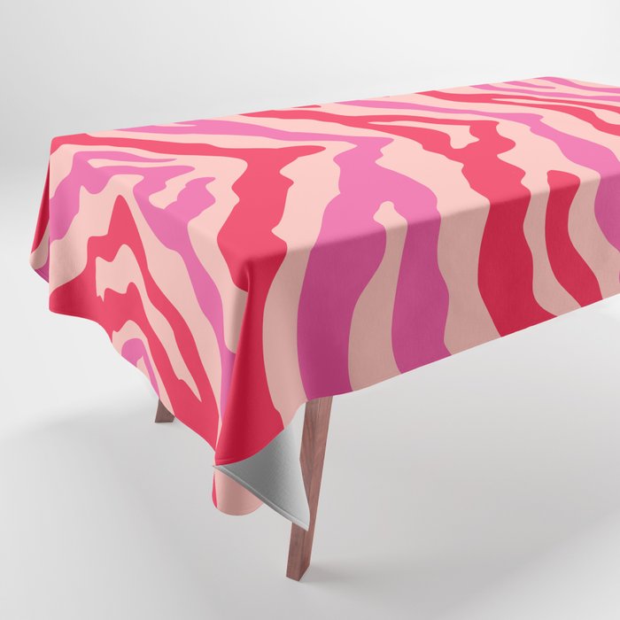 Zebra Wild Animal Print Red and Pink Tablecloth