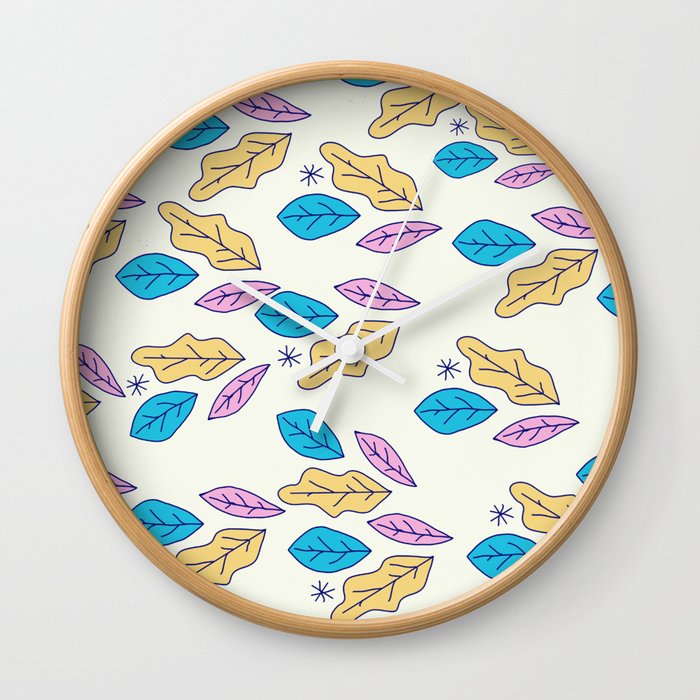 cute leafs pattern Wall Clock