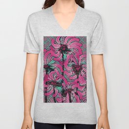 Sunny Flowers in Shades of Pink V Neck T Shirt