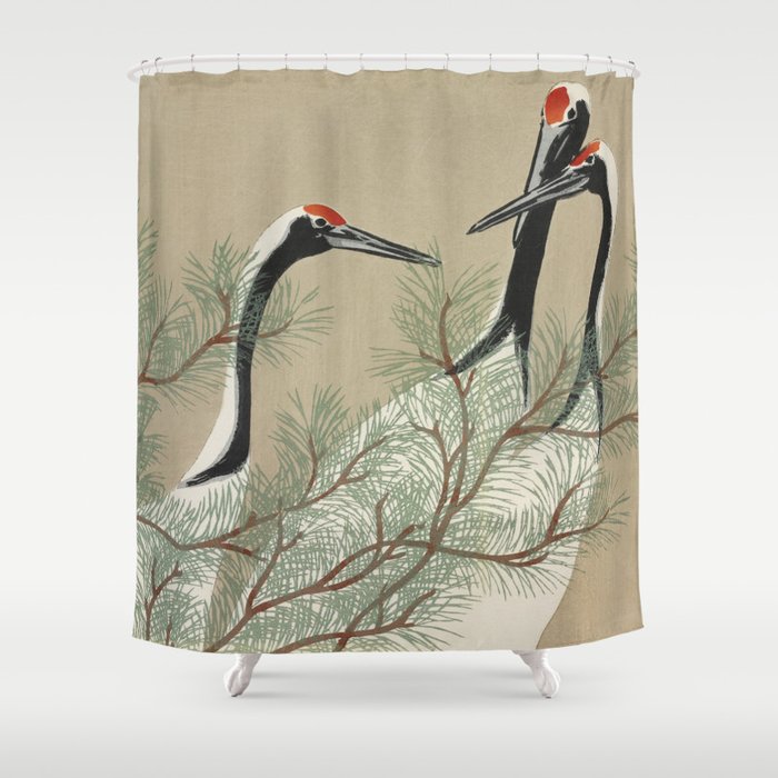 Cranes from Momoyogusa Shower Curtain
