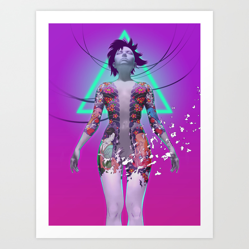 Ghost in the Shell Anime Fan Art (Cyberpunk, Vaporwave aesthetic) Art Print  by MRocco | Society6