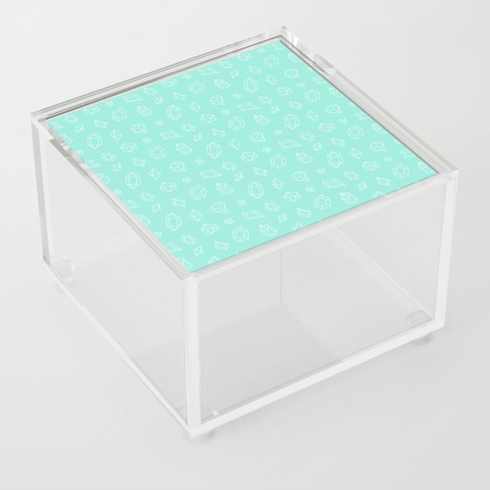 Seafoam and White Gems Pattern Acrylic Box