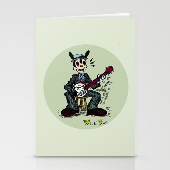 Wise Dog and his Banjo Stationery Cards