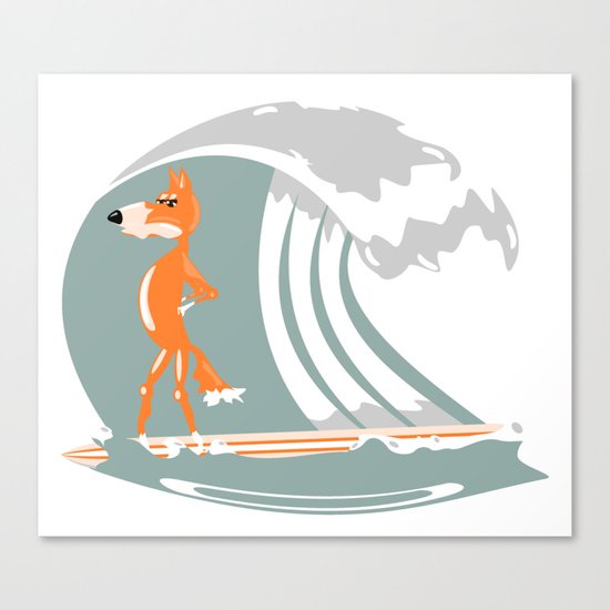 Fox Surfing Canvas Print