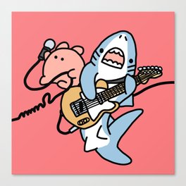Let's Rock - kawaii shark & flapjack octopus Canvas Print
