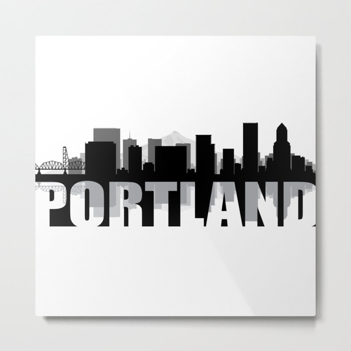 Portland Silhouette Skyline Metal Print By Rayhyra Society6