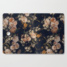 Antique Botanical Peach Roses And Chamomile Midnight Garden Cutting Board