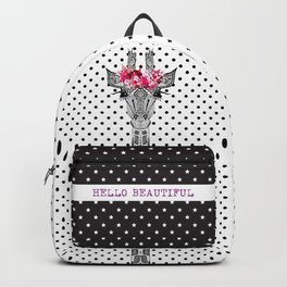 FLOWER GIRL GIRAFFE Backpack | Pink, Floral, Tattoo, Roses, Flowercrown, Lines, Aztec, Nursery, Cute, Flower 