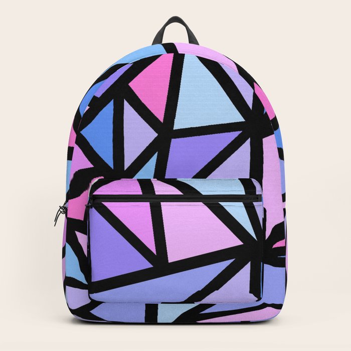 Pastel pink purple blue stained glass triangles Backpack by