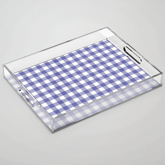 Periwinkle Plaid (pantone very peri/white) Acrylic Tray