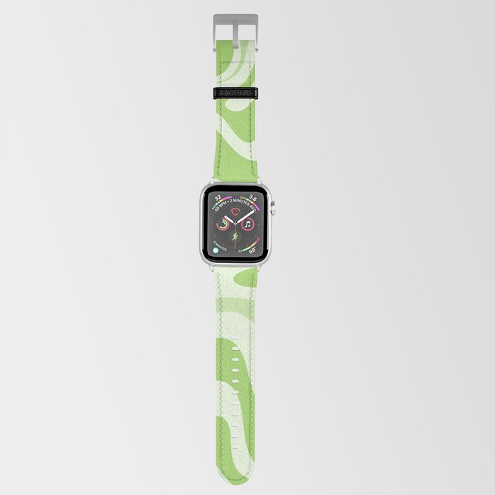 Retro Liquid Swirl Abstract Pattern in Light Lime Green Apple Watch Band