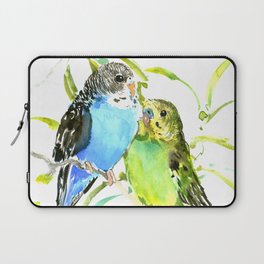 Budgies, love bird green blue decor Laptop Sleeve