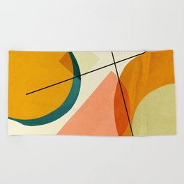 mid century geometric shapes painted abstract III Beach Towel