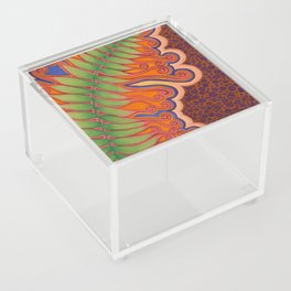 Modern Colorful Bright Fern Drawing Acrylic Box