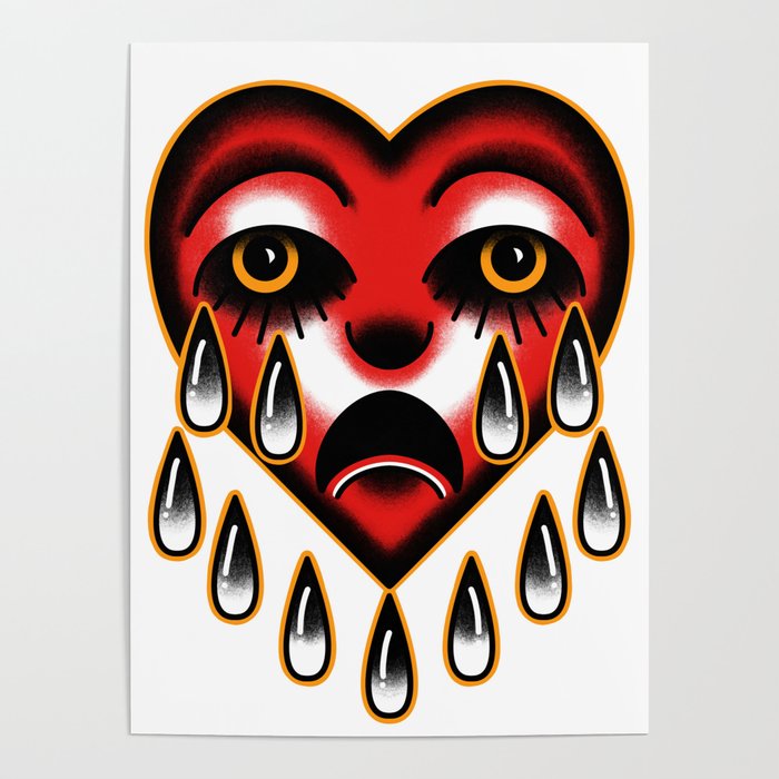 American Traditional Tattoo Style Heart Poster By Leex337 Society6