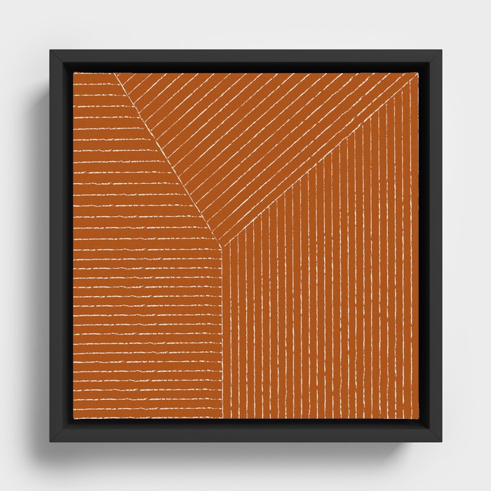 Lines (Rust) Framed Canvas
