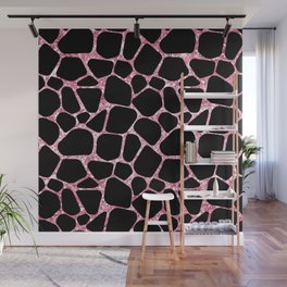 Black Pink Giraffe Skin Print Wall Mural