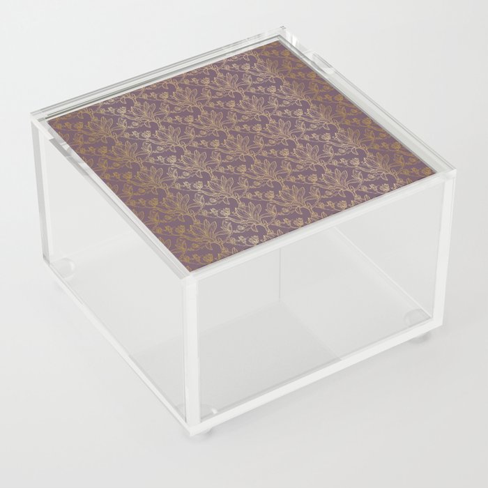 Royal Magnolia Seamless Pattern Purple Acrylic Box