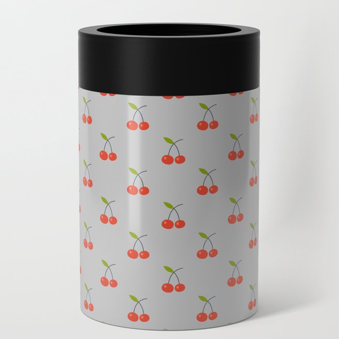 Cherry Seamless Pattern On Light Grey Background Can Cooler