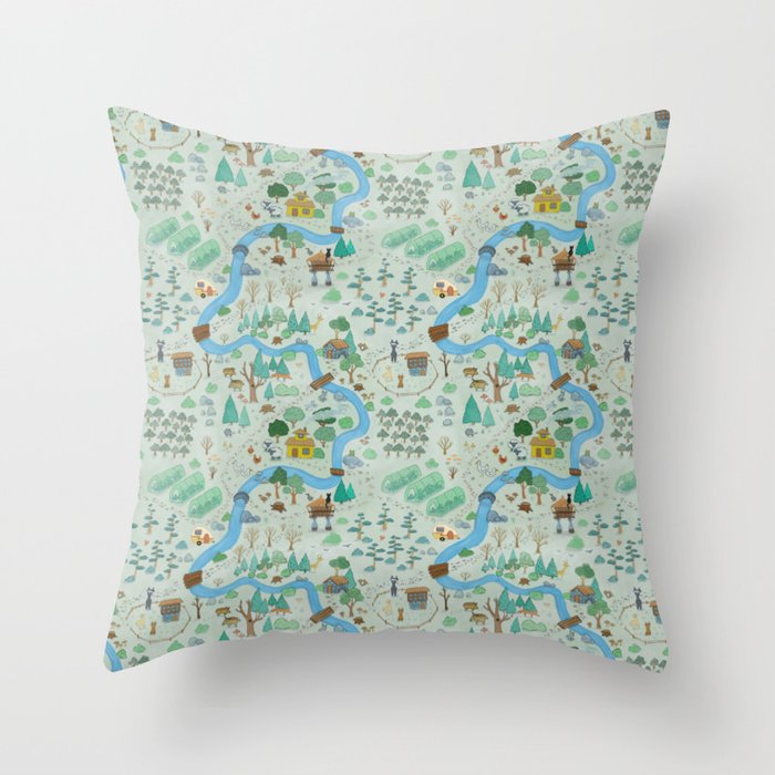 Path by the River Pattern  Throw Pillow