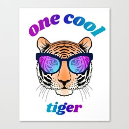 Cool tiger face with gradient glasses Canvas Print