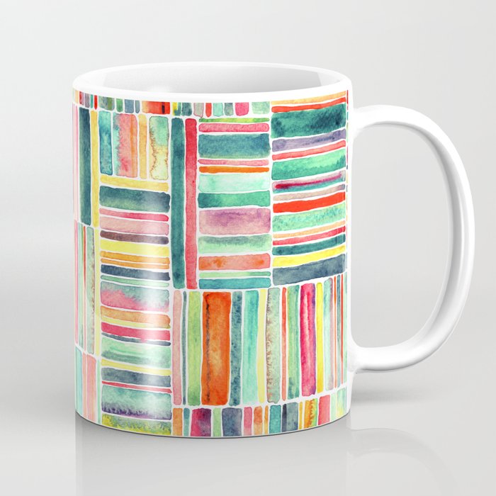 Retro Beach Chair Bright Watercolor Stripes on White Coffee Mug