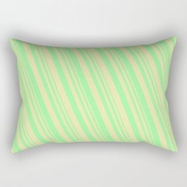 [ Thumbnail: Green and Pale Goldenrod Colored Lines/Stripes Pattern Rectangular Pillow ]