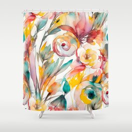 Abstract floral design in watercolour illustration Shower Curtain