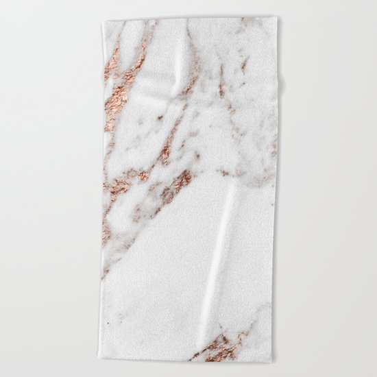 Rose gold foil marble Beach Towel