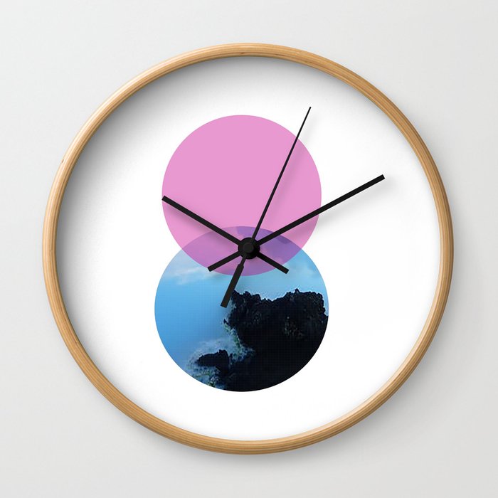 Ocean and the pink sky Wall Clock