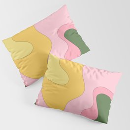 Liquid - Colorful Fluid Summer Vibes Beach Design Rainbow Pattern in Pink and Green Pillow Sham