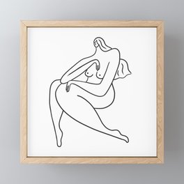 Fleur Line Art Woman Framed Mini Art Print