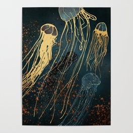 Metallic Jellyfish Poster