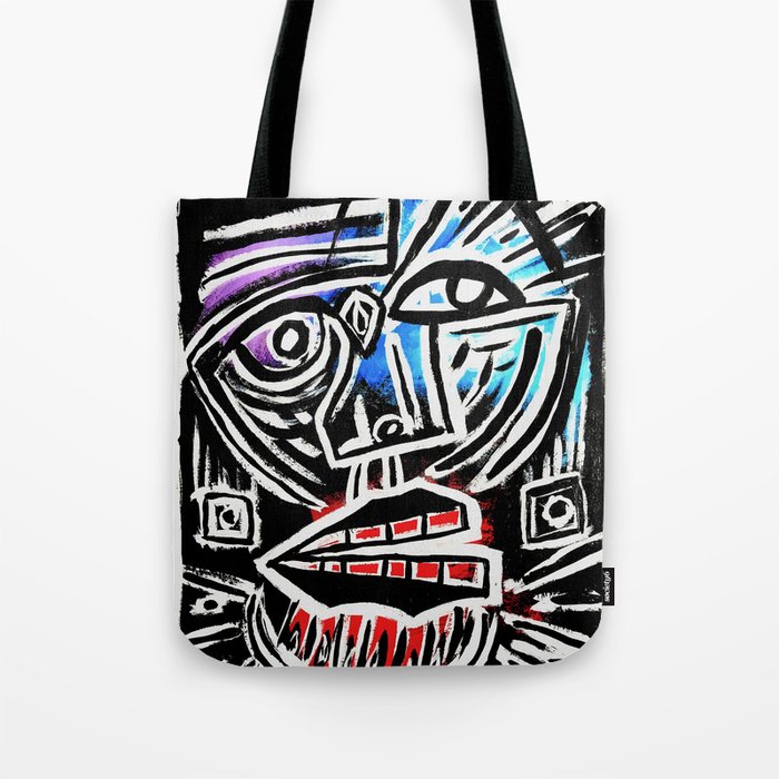 Excuse Me Abstract Face Painting Tote Bag By Raincloudartist