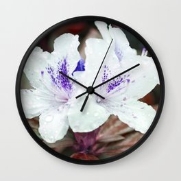 WHITE BLOSSOM - Rhododendron Wall Clock