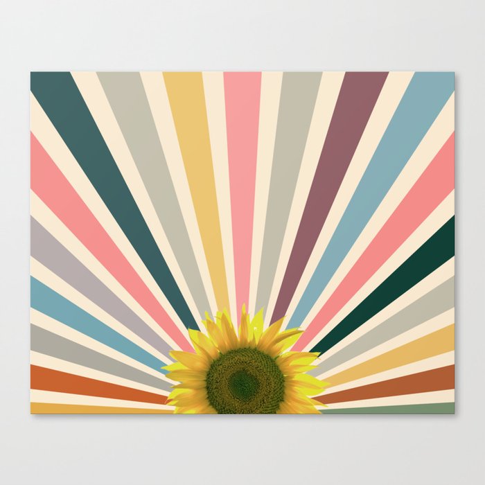 Sun flower retro Canvas Print