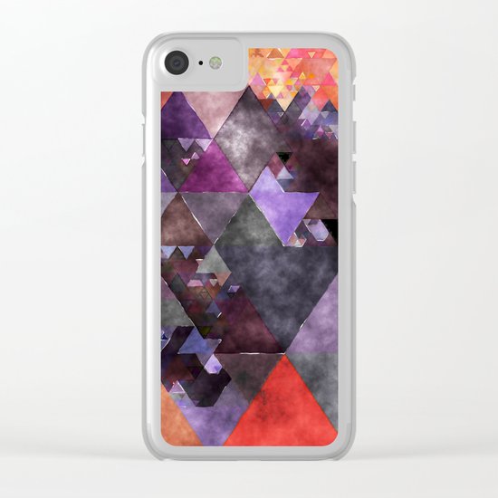 Abstract fire red yellow blue Triangle pattern- Watercolor Illustration Clear iPhone Case