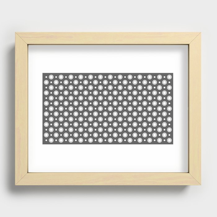 Elegant Dots Polka Dots Circles Gray Grey White Recessed Framed Print