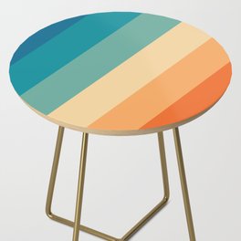 Retro 70s Stripe Colorful Rainbow Side Table