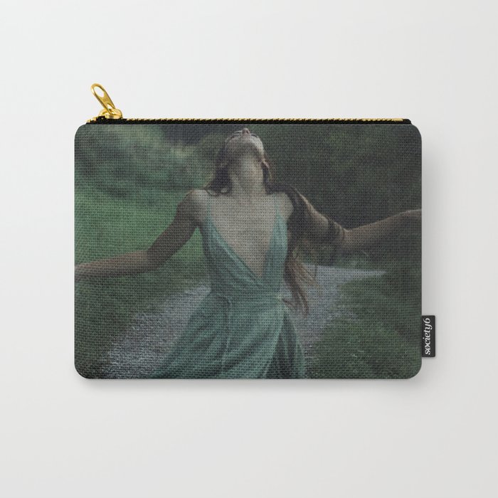 A hard rain is gonna fall; female in the wilderness looking skyward magical realism fantasy color photograph / photography Carry-All Pouch