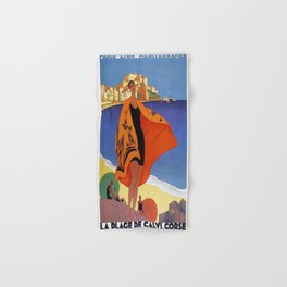 Vintage poster - La Plage de Calvi, La Corse, France Hand & Bath Towel