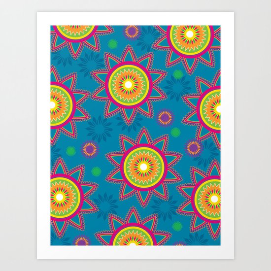 Moroccan Flower Blue Art Print