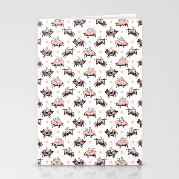 Flying Pigs | Vintage Pigs with Wings | Stationery Cards