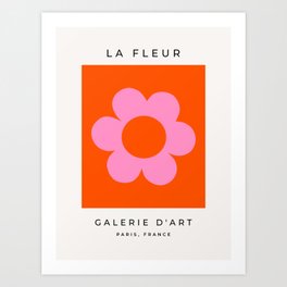 La Fleur | 01 - Retro Floral Print Orange And Pink Aesthetic Preppy Modern Abstract Flower Art Print