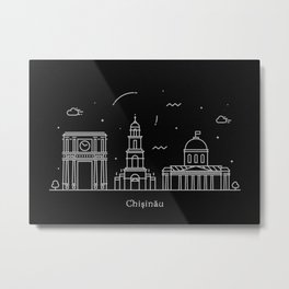 Chişinău Minimal Nightscape / Skyline Drawing Metal Print
