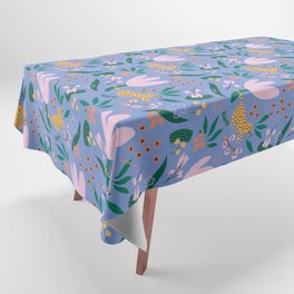 Periwinkle Floral Leopard Jungle Tablecloth
