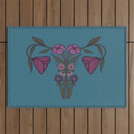 Women's Body Lady Form with Wildflowers Outdoor Rug