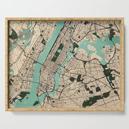 New York City Map of the United States - Vintage Serving Tray