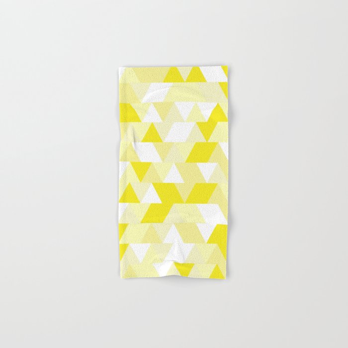 Simple Geometric Triangle Pattern - White on Yellow - Mix & Match with Simplicity of life Hand & Bath Towel