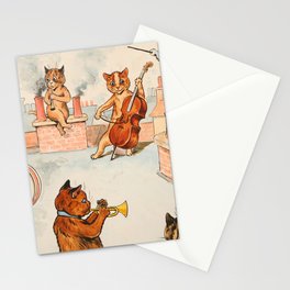 Roof Top Band by Louis Wain Stationery Card